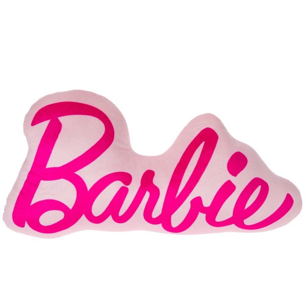 NWT Pink Plush Barbie Script Logo Throw Accent Pillow from 2023 Movie Release